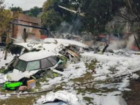 São Paulo (SP) 10/08/2024 - Destroços do acidente aéreo que envolveu avião da Voepass que ocorreu em Vinhedo interior de São Paulo. Foto: Secretária de Segurança de São Paulo/Divulgação