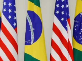 Brasília (DF), 26/06/2018 - Bandeiras do Brasil e dos Estados Unidos. Foto: Alan Santos/PR