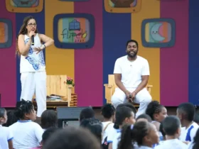 Salvador (BA), 08/08/2025 - O ator e escritor Lázaro Ramos conversa sobre literatura e os livros lançados por ele no espaço infantil Maber Velloso durante a Festa Literária Internacional do Pelourinho