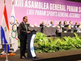 Assunção, 08/08/2025 - Jogos Pan-Americanos Júnior Assunção 2025 - Assembléia PANAM. O prefeito do Rio de Janeiro Eduardo Paes apresenta candidatura das cidades do Rio de Janeiro e Niteroi para sedes