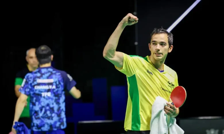 Brasília (DF), 02/08/2025 - Hugo Calderano vence de virada e garante Brasil nas quartas. Foto: Abelardo Mendes Jr./Calderano TM