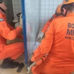 Corpo de Bombeiros resgata criança presa em banheiro de escola em Mato Grosso