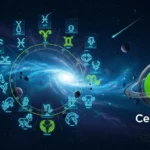 Estrelas e Horóscopo - Paisagem com Logo 3D