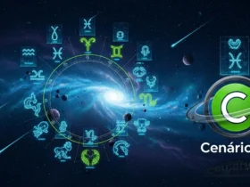 Estrelas e Horóscopo - Paisagem com Logo 3D