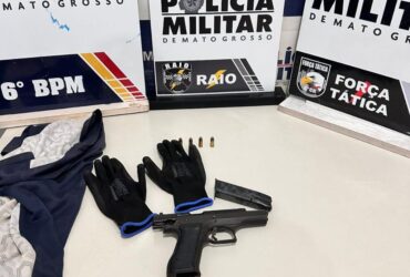 Policia Militar prende homem faccionado com arma de fogo em Caceres