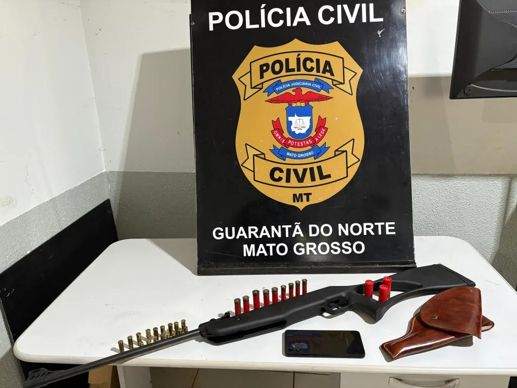 Polícia Civil apreende arma e munições em Guarantã do Norte após mandado judicial