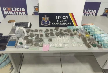 Polícia Militar apreende 102 porções de drogas e prende casal em Canarana