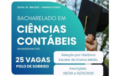 Unemat de Sorriso abre inscricoes para graduacao a distancia em Ciencias Contabeis
