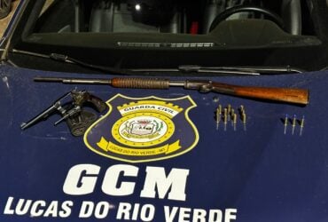 Durante a abordagem, foram apreendidas duas armas de fogo e diversas munições na residência do suspeito, que tentou enganar os agentes.