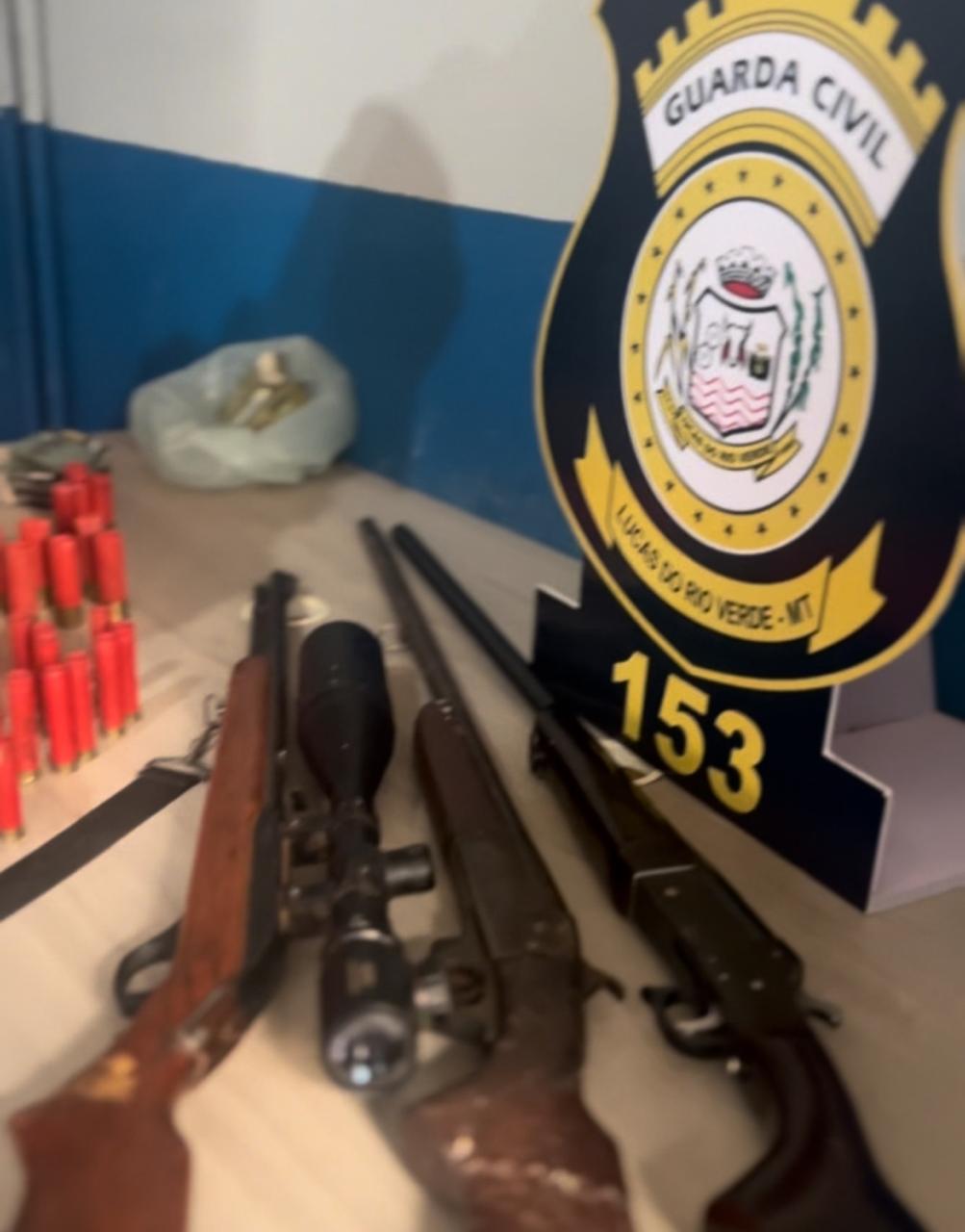 Guarda Municipal e Conselho Tutelar identificam violência física e psicológica contra menor de 13 anos; três armas de fogo foram apreendidas na residência