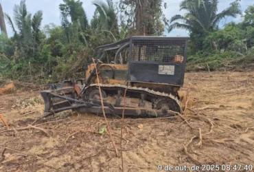 PM Ambiental intercepta desmatamento e apreende trator em Colniza