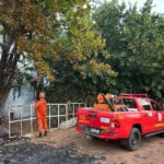 Bombeiros contêm incêndio após carreta capotar na BR-364 em Jaciara
