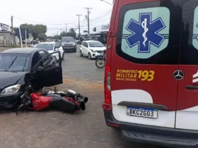 Motociclista socorrido após acidente em cruzamento em Mato Grosso