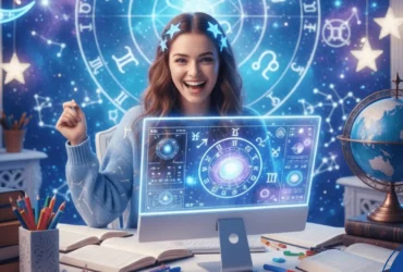 Menina feliz sorridente horóscopo