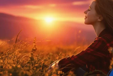 Mulher curtindo por do sol - prosperidade