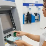 Mulher sacando dinheiro do terminal da Caixa Econômica em Lucas do Rio Verde - Imagem CenárioMT