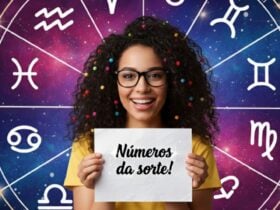 Numeros da sorte, mulher segurando cartaz na mao