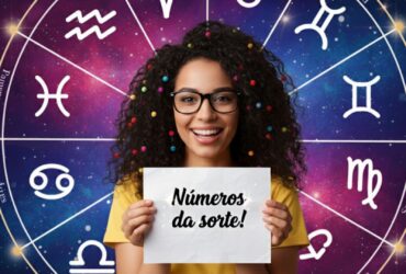 Numeros da sorte, mulher segurando cartaz na mao