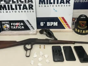 PM apreende fuzil, drogas e prende três em Cáceres