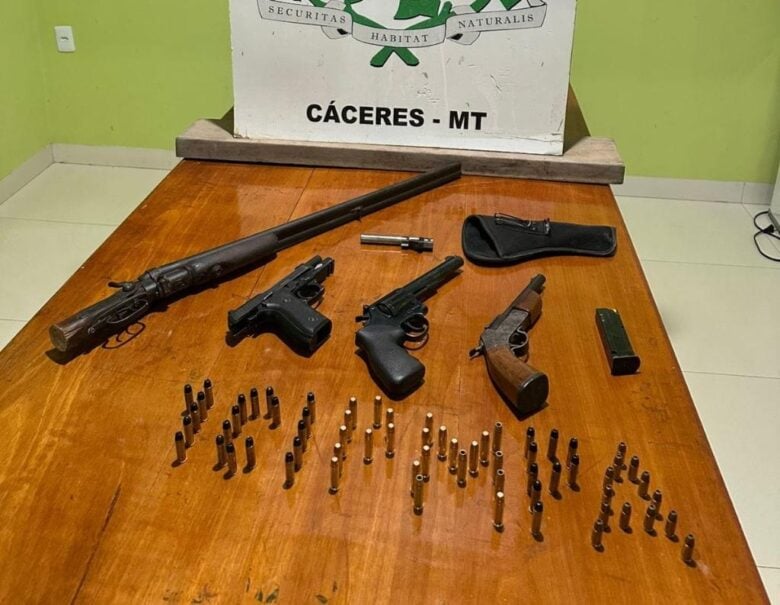 Policia Militar apreende armamento e prende homem por crime ambiental as margens do Rio Paraguai