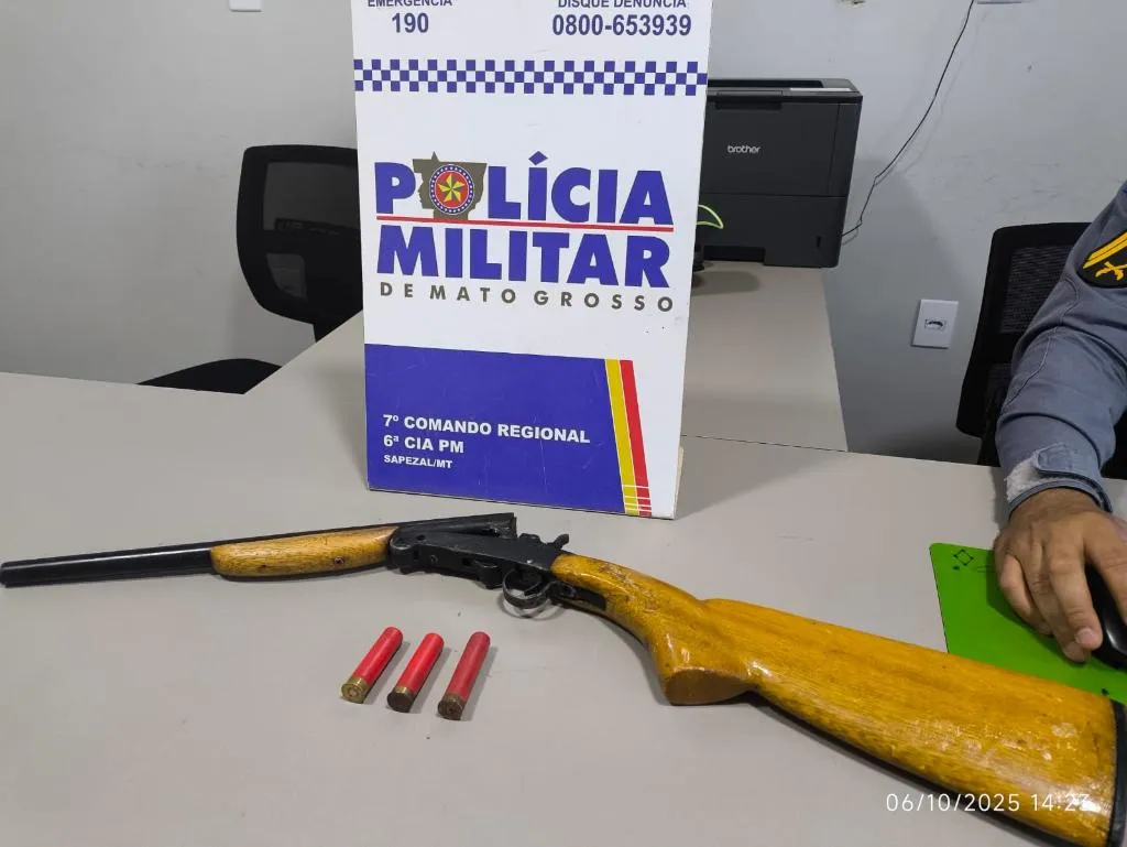 Homem é preso após atirar em vizinho em Sapezal
