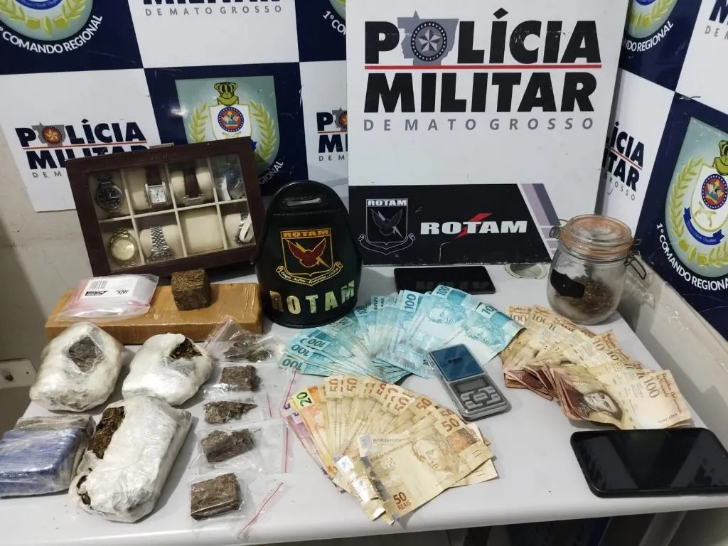 Rotam prende suspeito por tráfico com dinheiro e maconha em Cuiabá