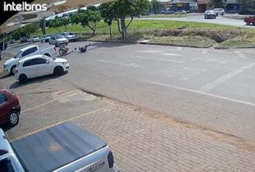 Motociclista fica ferido após caminhonete invadir preferencial e fugir sem prestar socorro em Sinop