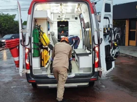 Motociclista fica ferido após colisão com Saveiro em Nova Mutum