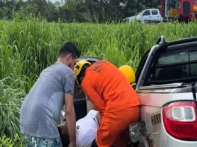 Homem fica ferido em capotamento na BR-163 em Lucas do Rio Verde