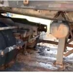 Chamas começaram após vazamento no botijão acoplado ao fogareiro; Corpo de Bombeiros agiu rapidamente e evitou que o fogo atingisse toda a carreta