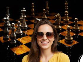 Mulher em um jogo de xadrez