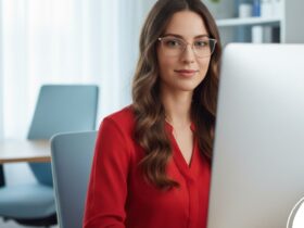 Mulher no computador