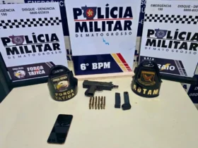 PM apreende adolescentes com submetralhadora em Cáceres