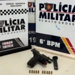 PM apreende arma ligada a homicídio e detém três em Cáceres