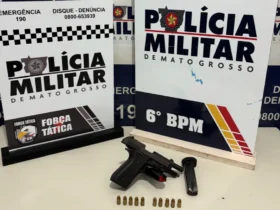 PM apreende arma ligada a homicídio e detém três em Cáceres